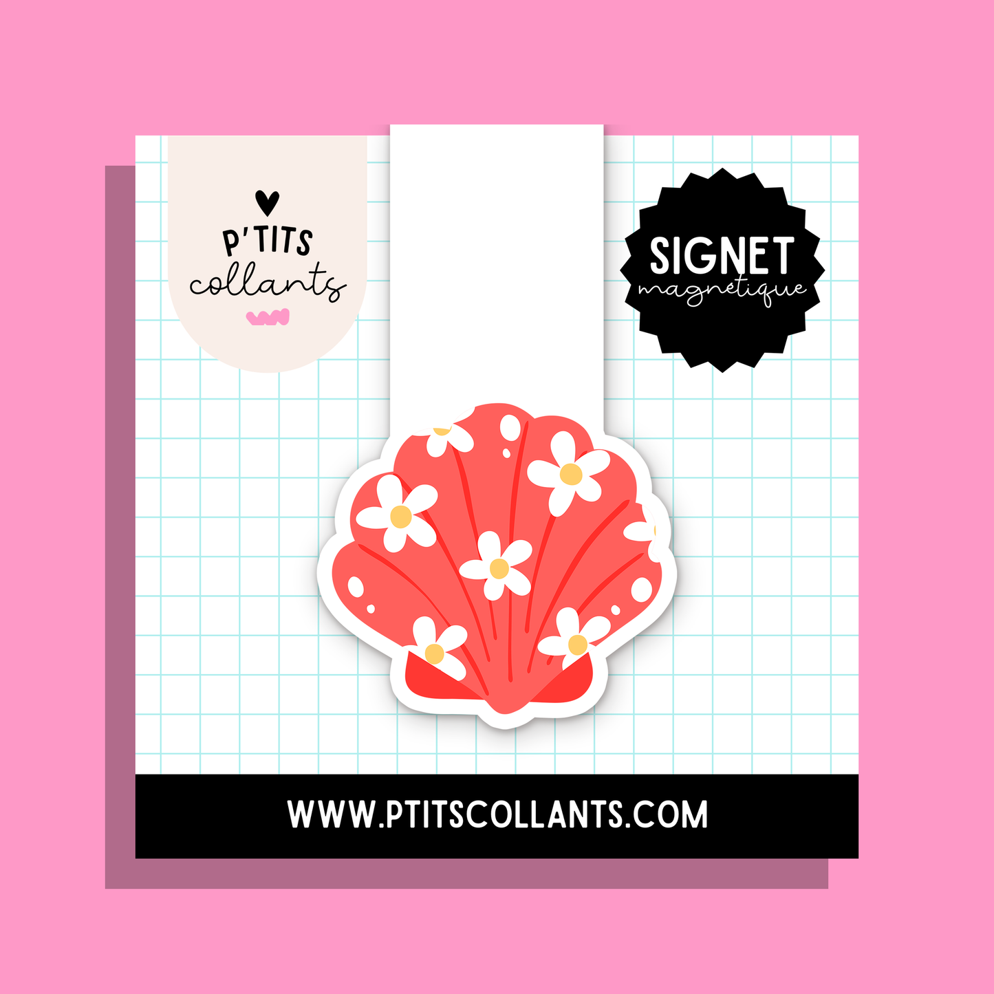 Coquillage fleuri — signet magnétique P'tits collants