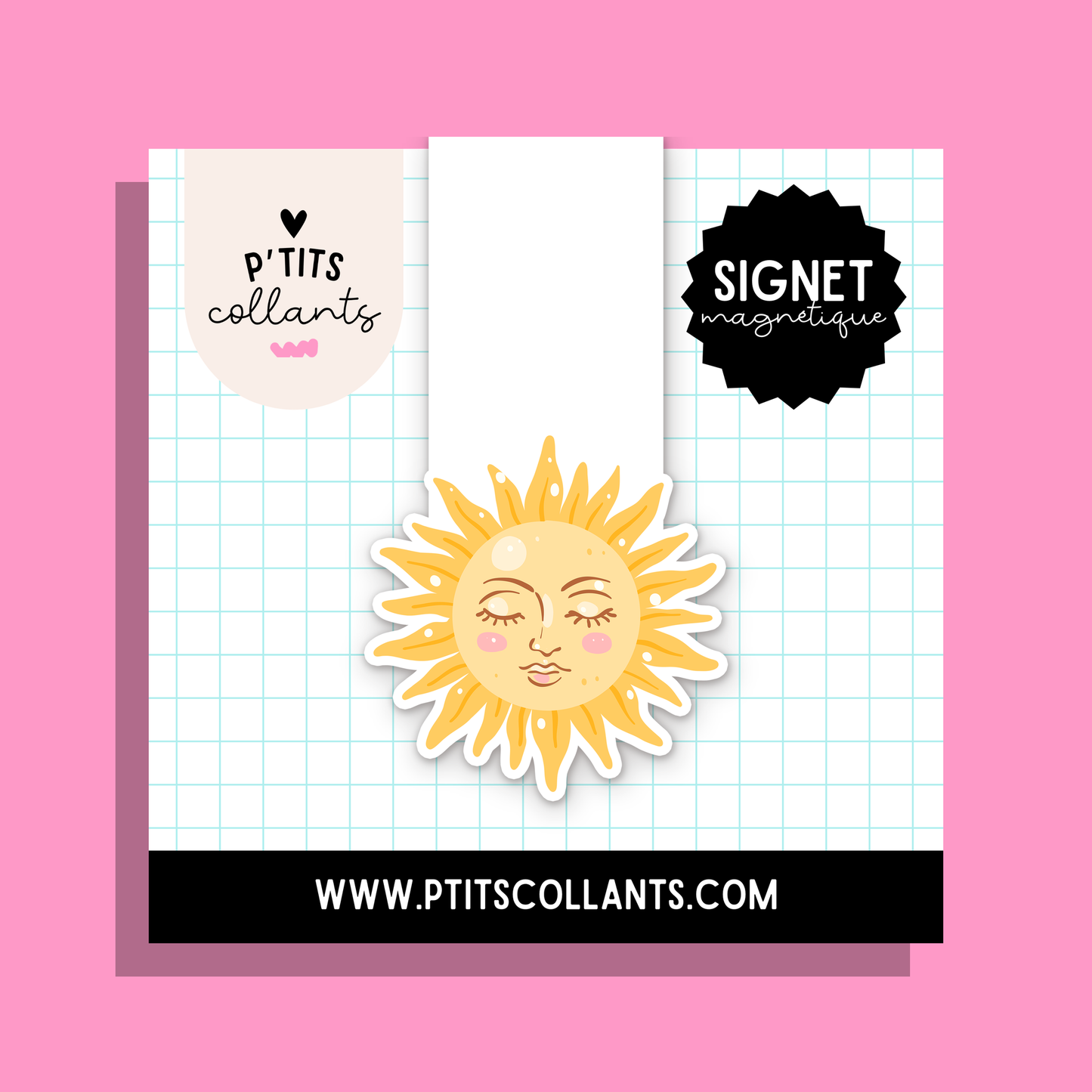 Soleil rieur — signet magnétique P'tits collants