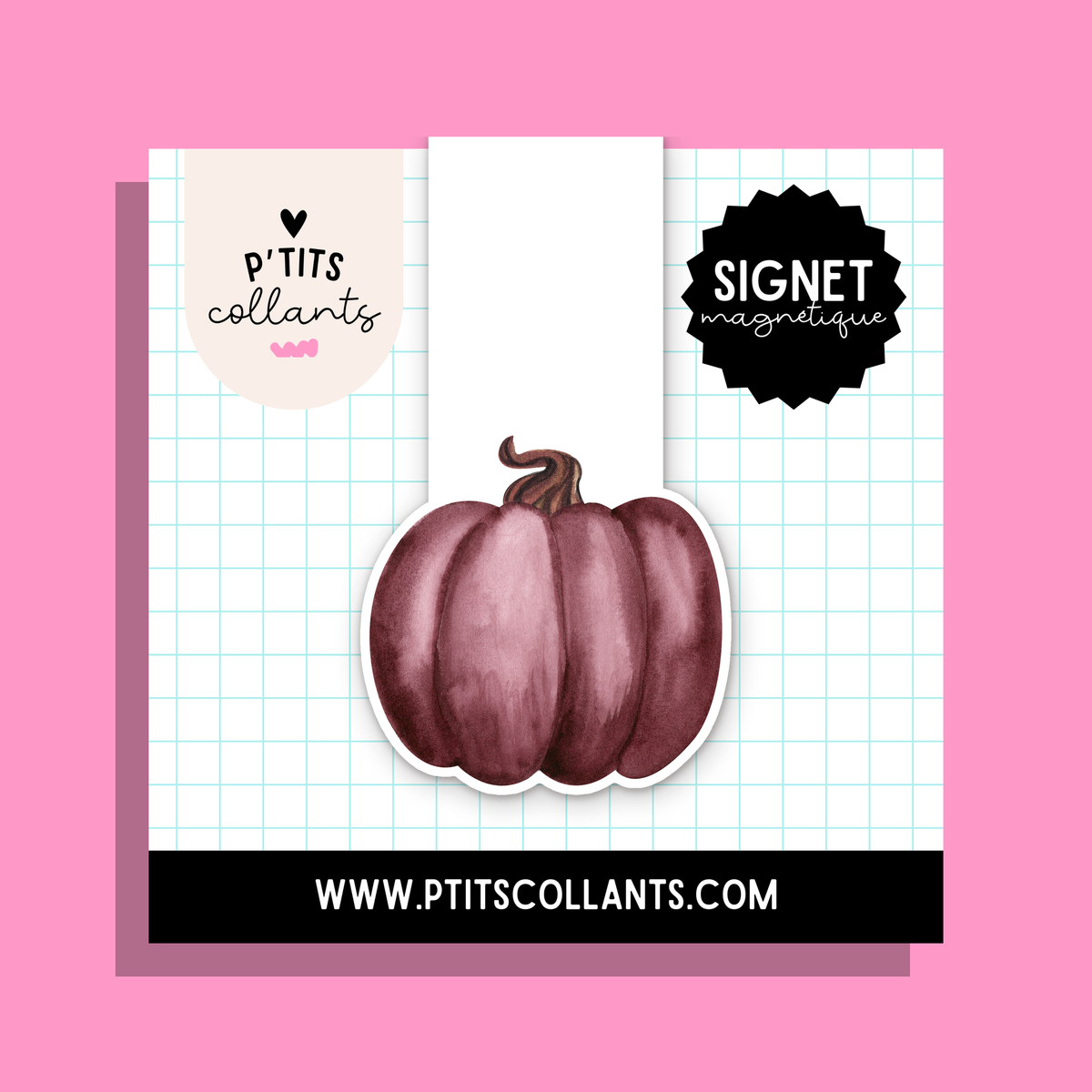 Citrouille bordeaux · signet magnétique P'tits collants