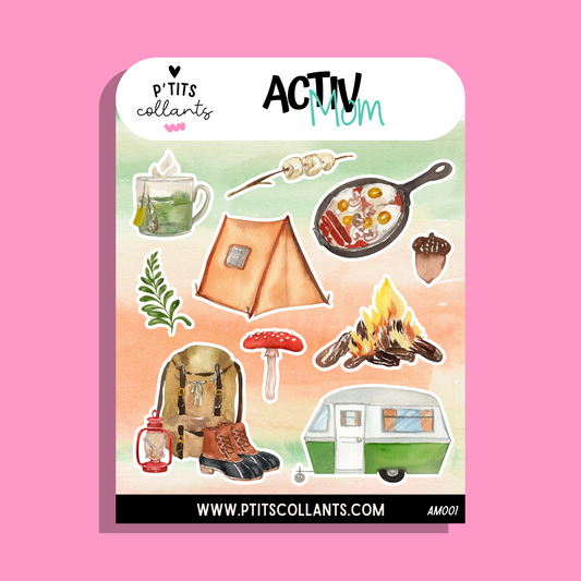 P'tits collants x ActivMom, feuille d'autocollants vinyle aquarelle, édition limitée 2026