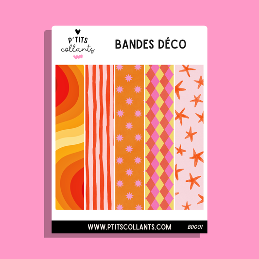 Bandes déco Rétro corail
