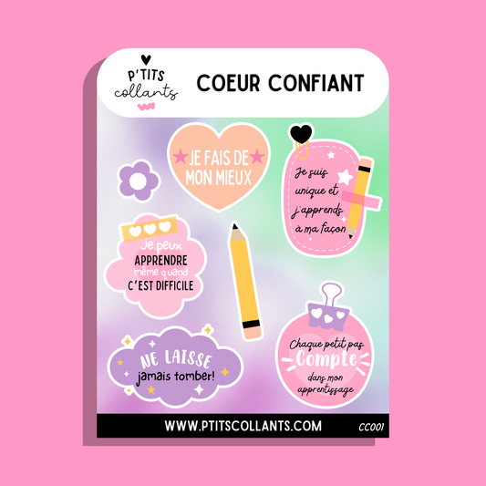 CC001 - Coeur confiant · Feuille de collants