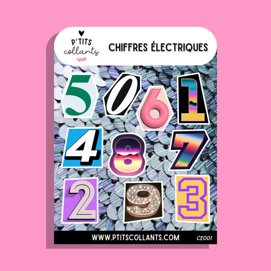 Feuille de collants Chiffres électriques