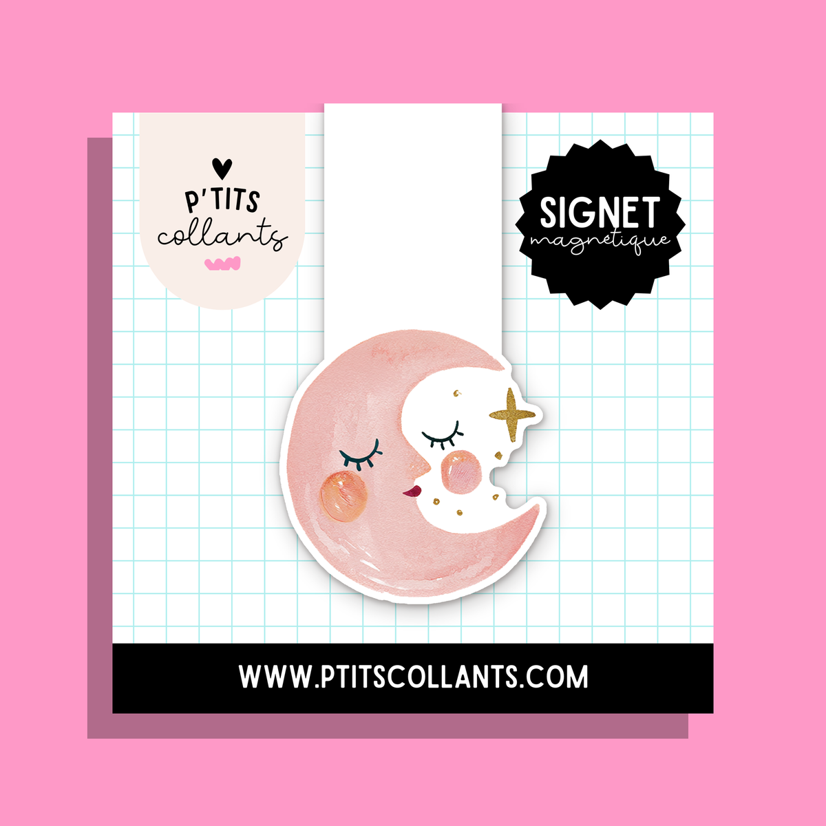 Lune endormie · signet magnétique P'tits collants