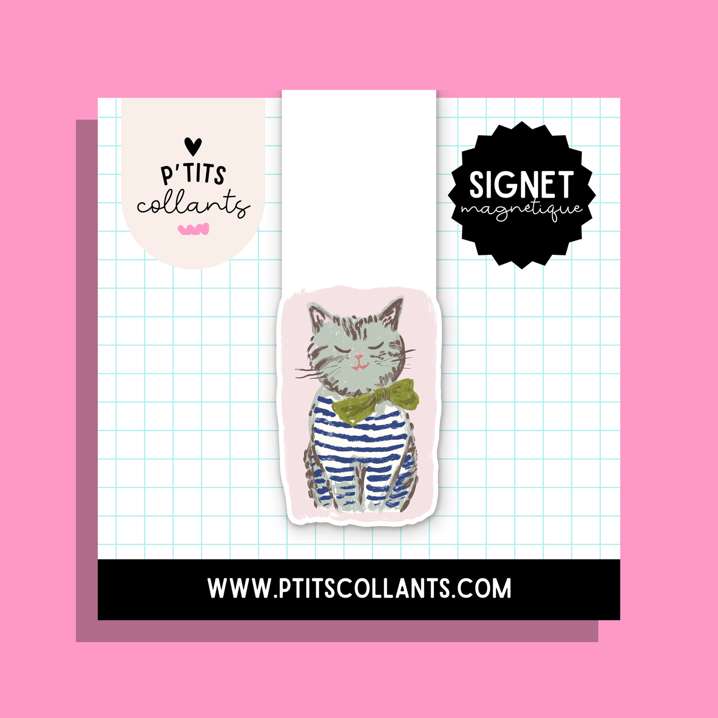 Chat matelot — signet magnétique P'tits collants
