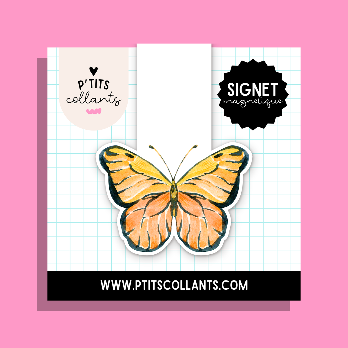 Papillon monarque — signet magnétique P'tits collants