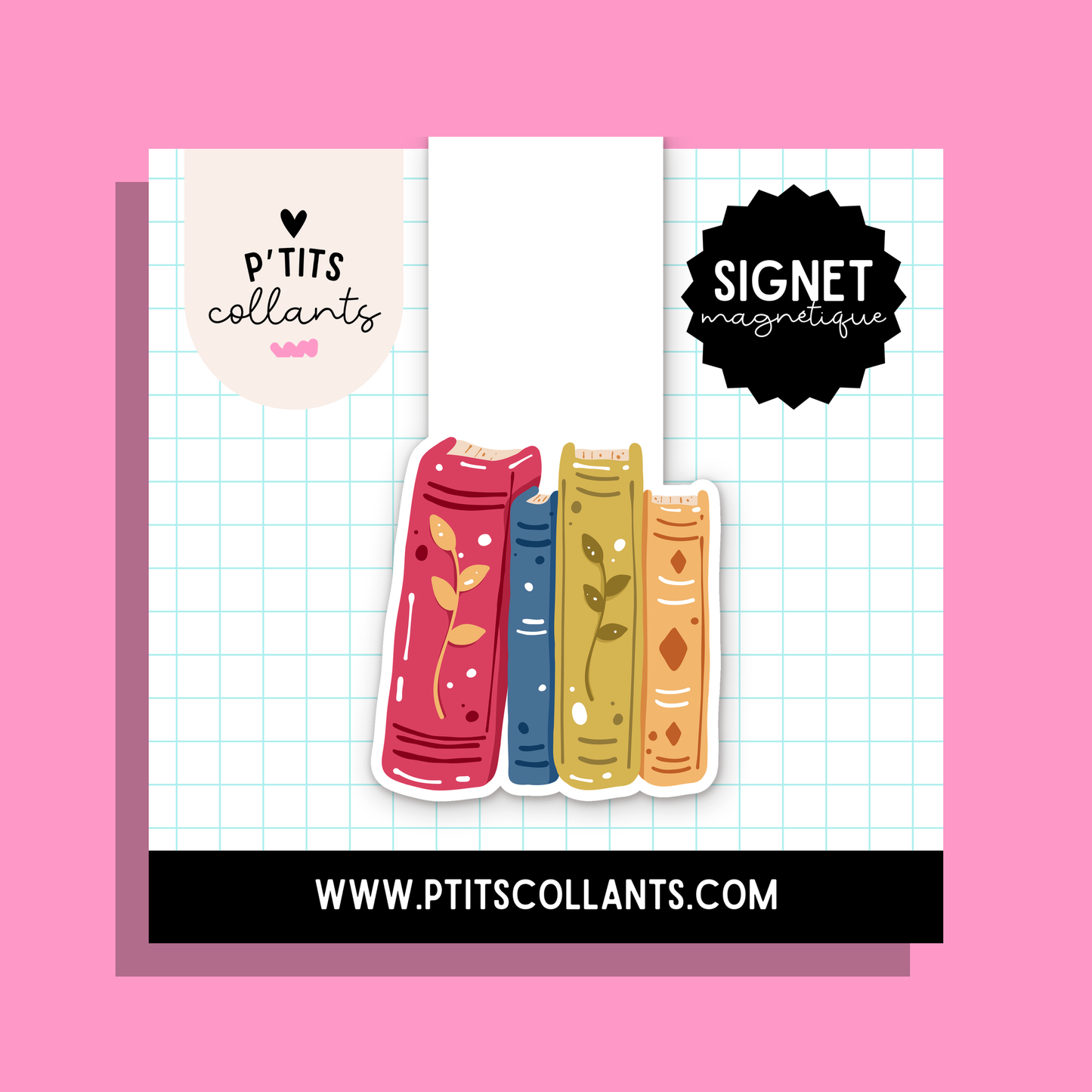 Rangée de grimoires — signet magnétique P'tits collants