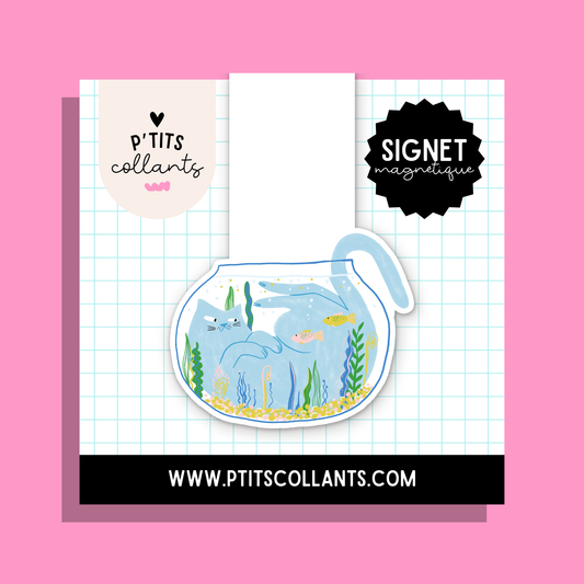 Chat curieux — signet magnétique P'tits collants