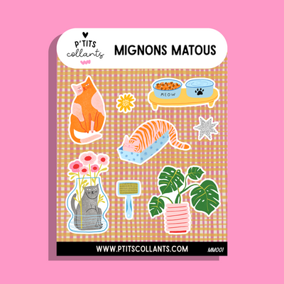 Mignons matous - MM001 · Feuille d'autocollants