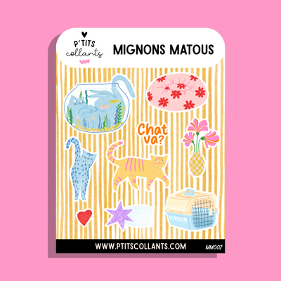 Mignons matous - MM002 · Feuille d'autocollants