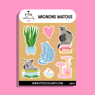 Mignons matous - MM003 · Feuille d'autocollants