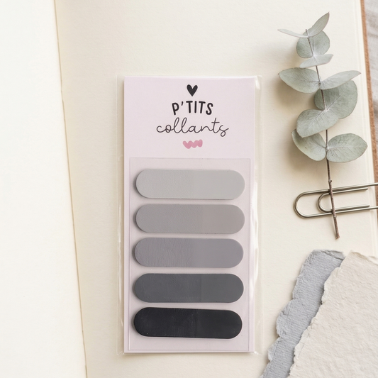 MDP001 - Marqueurs de pages transparents · Gris noir