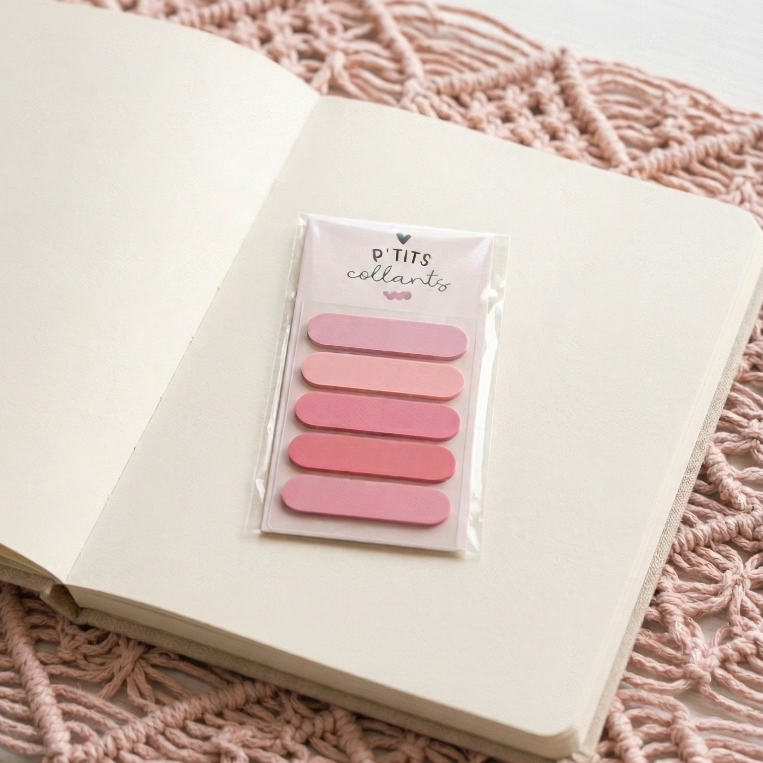 Marqueurs de pages transparents rose, environ 100 unités, P'tits collants