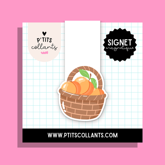 Panier de pêches — signet magnétique P'tits collants