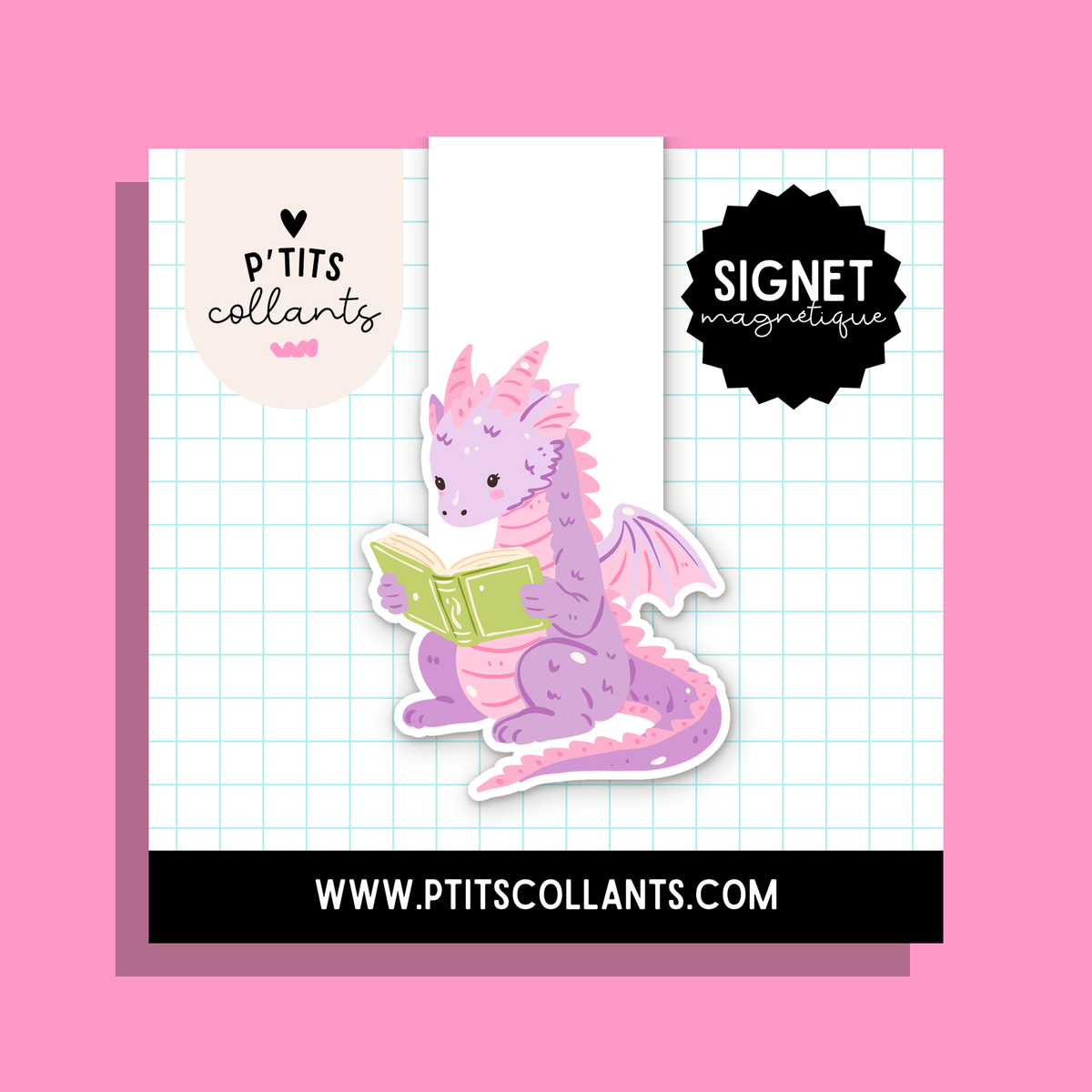 Dragon lecteur · signet magnétique P'tits collants