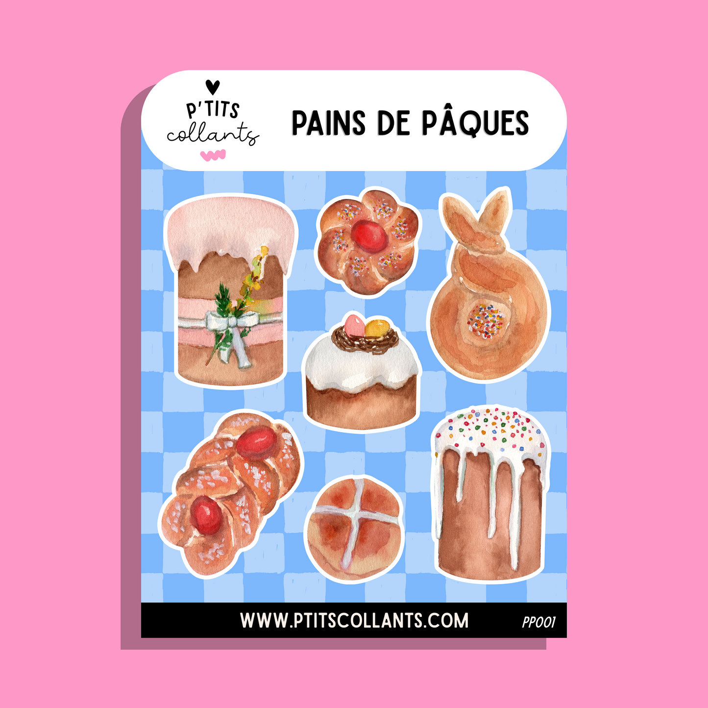 PP001 - Pains de Pâques · Feuille de collants vinyle aquarelle