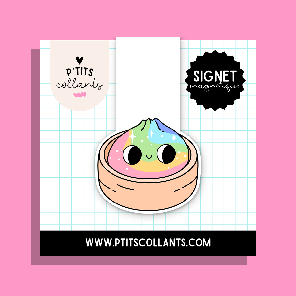 Mignon dumpling arc-en-ciel · signet magnétique P'tits collants