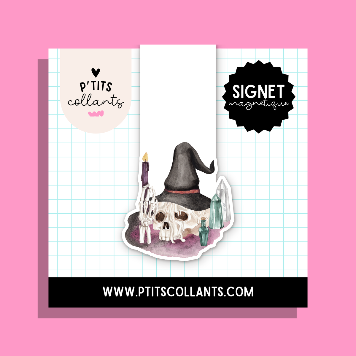 Crâne de sorcière · signet magnétique P'tits collants