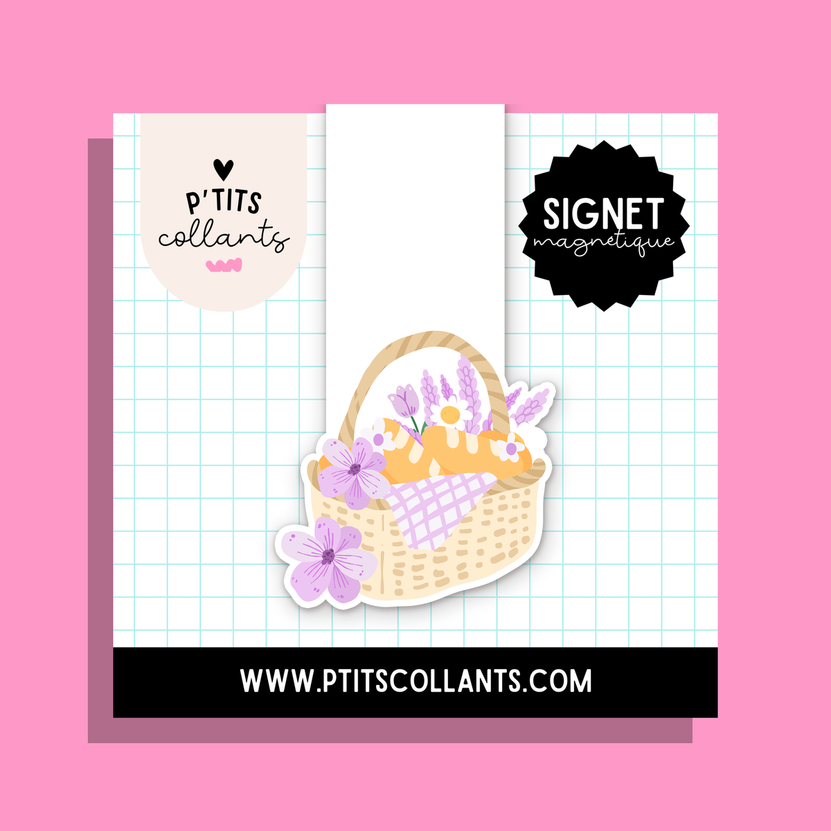 Panier de lavande — signet magnétique P'tits collants