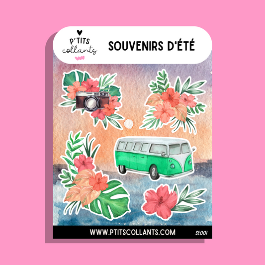 Feuille de collants Souvenirs d'été · aquarelle · été · P'tits collants