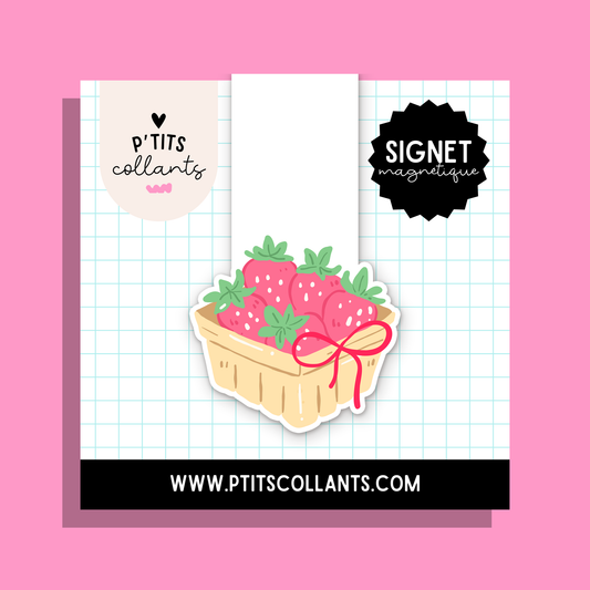 Casseau de fraises — signet magnétique P'tits collants
