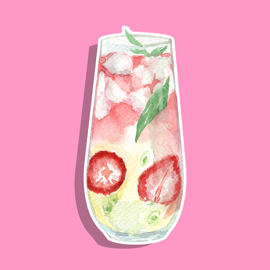 Fraise Tropicale — Collant Die-Cut holographique