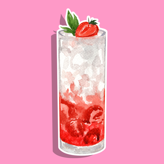 Gin Fraise & Basilic — Collant Die-Cut holographique